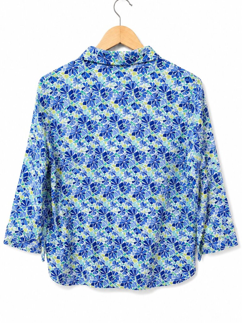 Alfred Dunner Women's Floral Mosaic Button Front Shirt 3/4 Sleeve Size 8 - Picture 2 of 3